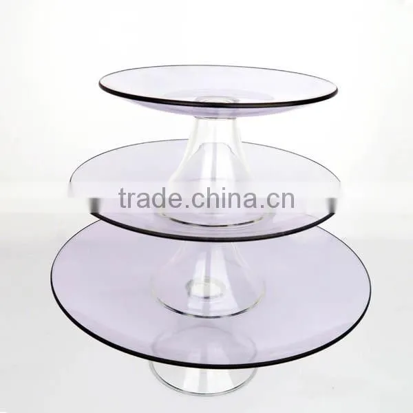 3 tiers color range hot bending round flat glass desert plates