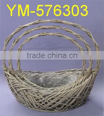 good selling White Round Willow Basket With Handle