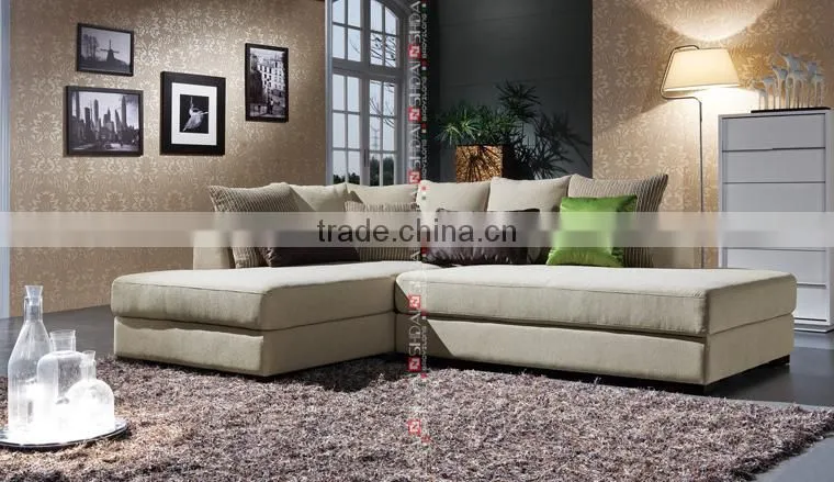 Latest design sofa set, beige linen arabic furniture fabric corner living room sofa