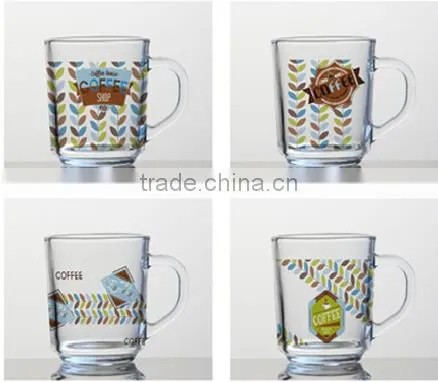 6oz 8oz 10oz 12oz Caffe Latte Espresso Cappuccino color printing glass coffee mug