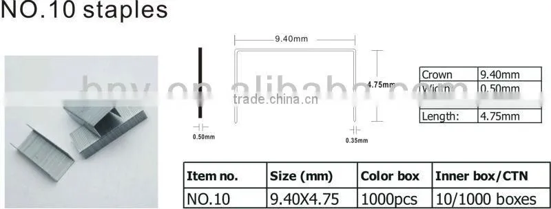 Quality silver color galvanized staple pin no.10