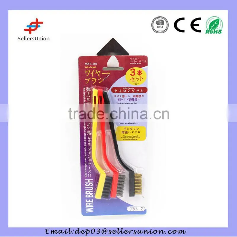 zinc coated wire brush with3 colors plastic handle