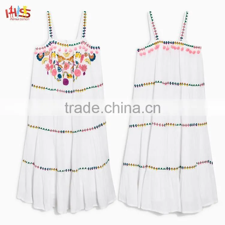 Latest Chirdren Frocks Designs White Embellished Girl Maxi Dress