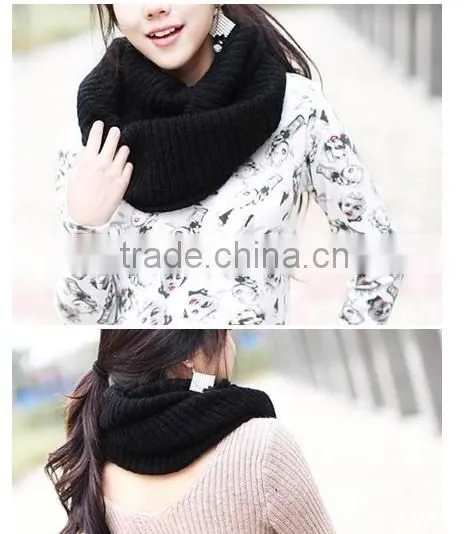 cashmere black color fashion winter knitted factory produce fashion circle round scarf