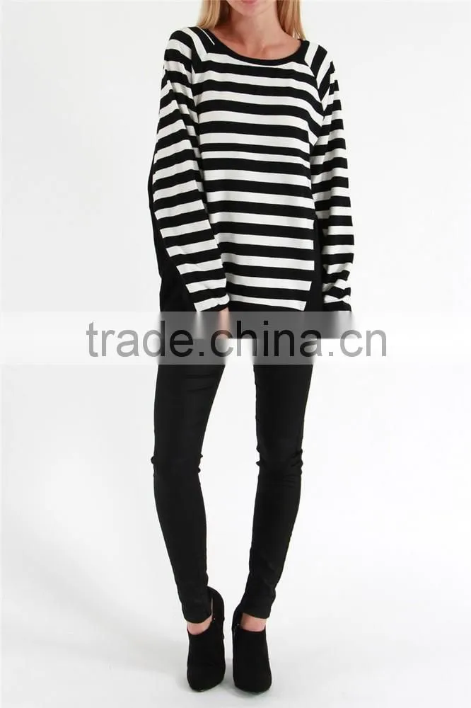 Oversized loose two color striped sweatshirt,sweatshirt extra long