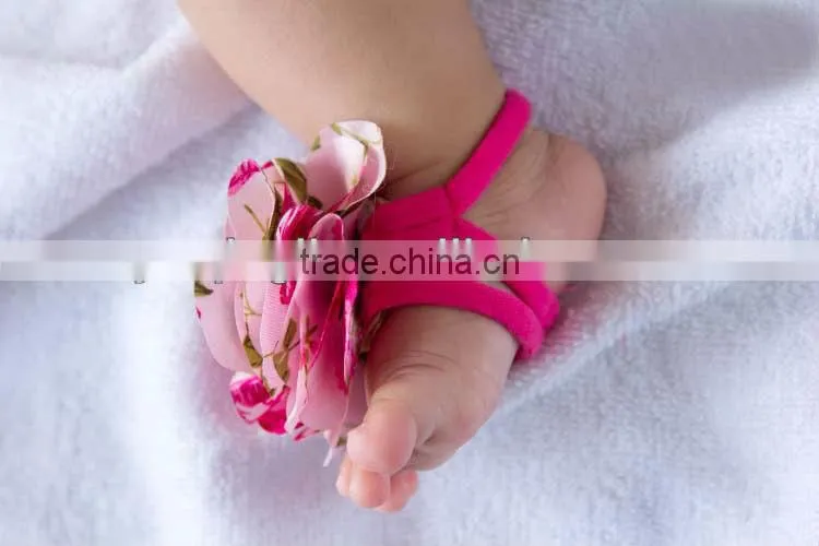 New Arrival Elastic Barefoot Sandals For Infant Hot pink Barefoot Socks Sandals Shoes Flowers Feet Toes Baby Bloom