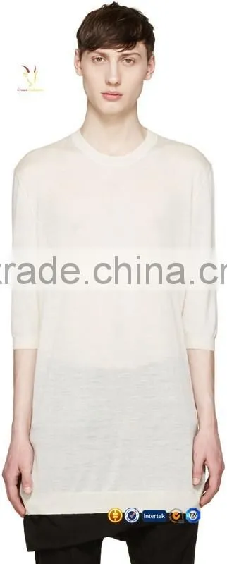 Fashionable New Design Half Sleeve Mens Long Cashmere Solid Color Sweaters