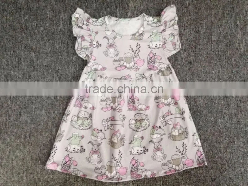 Boya printing cotton ruffle simple baby frock design latest dress patterns for girls sleeveless wholesale children clothes