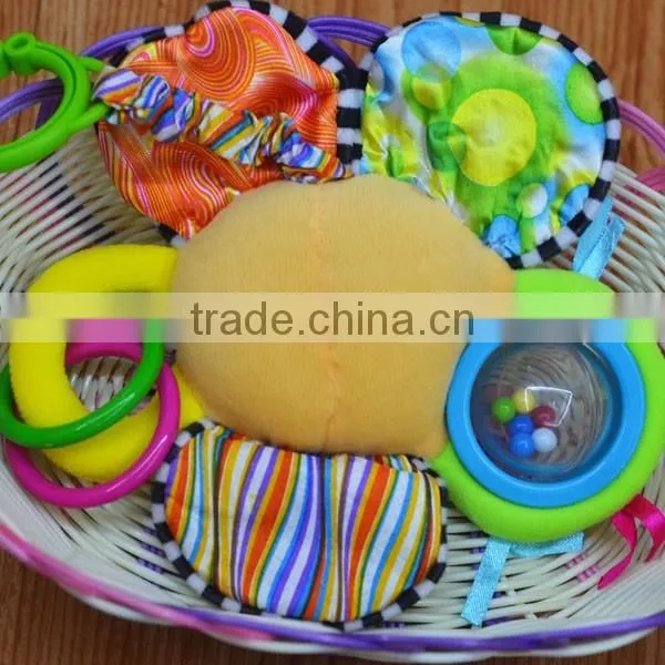 Lovely Squeaky sunflower Plush toy with colorful beads ball educational stuffed toys