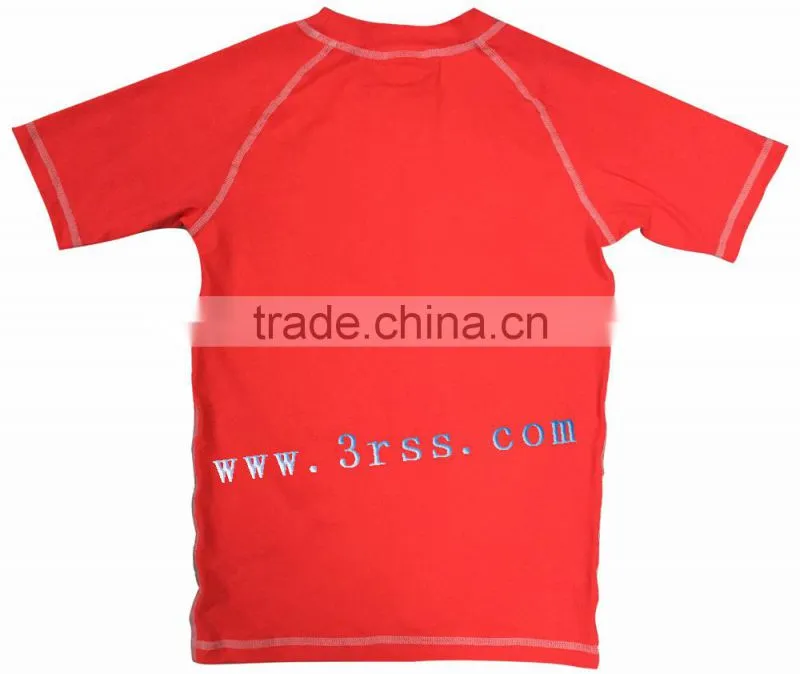 Boys blank red rash guard with UPF 50+