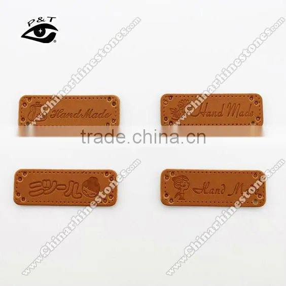 Handmade label PU leather labers for jeans bags shoes purse