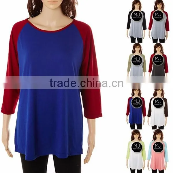 Wholesale 3/4 sleeve unisex raglan shirts