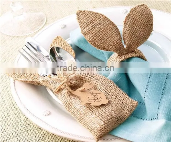 New 6 Rustic Burlap Bows Wedding Fall Christmas Napkin Favor Tags/Napkin Rings