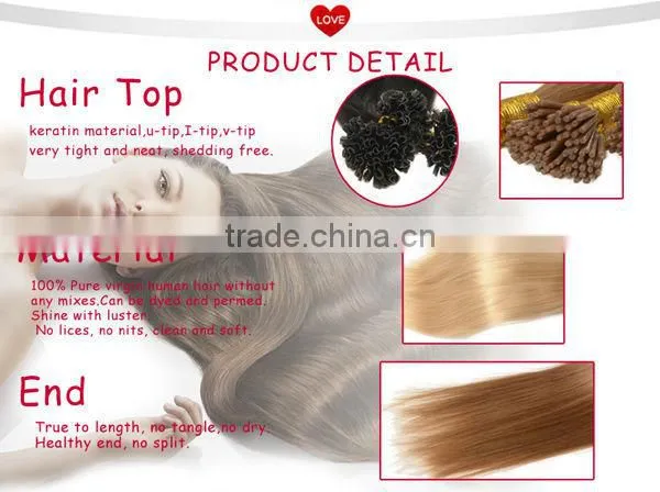 6A Remy Brazilian Unprocessed Hair Extension, Keratin U Tip Hair Extension