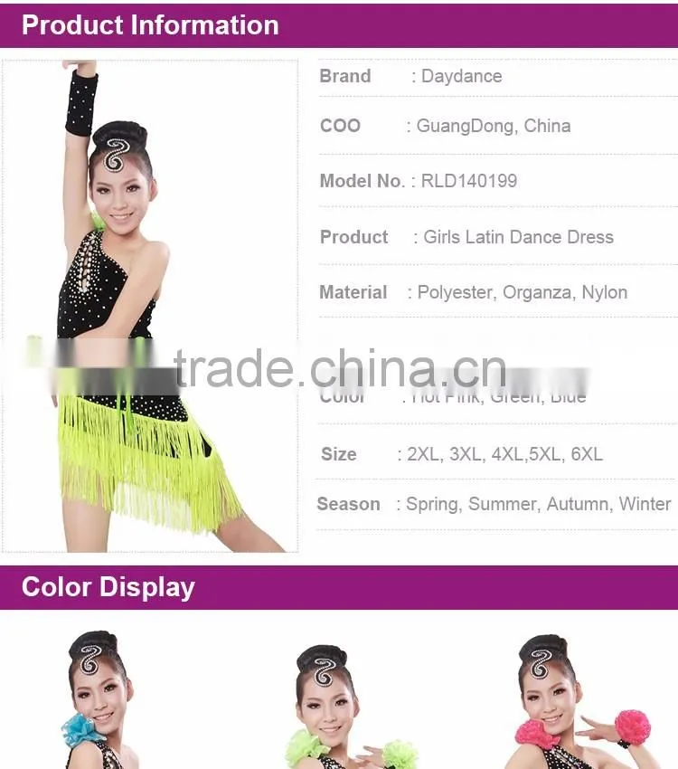 Girls Kids Latin Dance Costumes Fringe Children Ballroom Stage Dance Wear