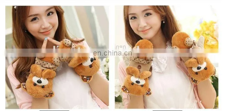 2015 wholesale custom fashion girls jacquard pretty cartoon animal gloves