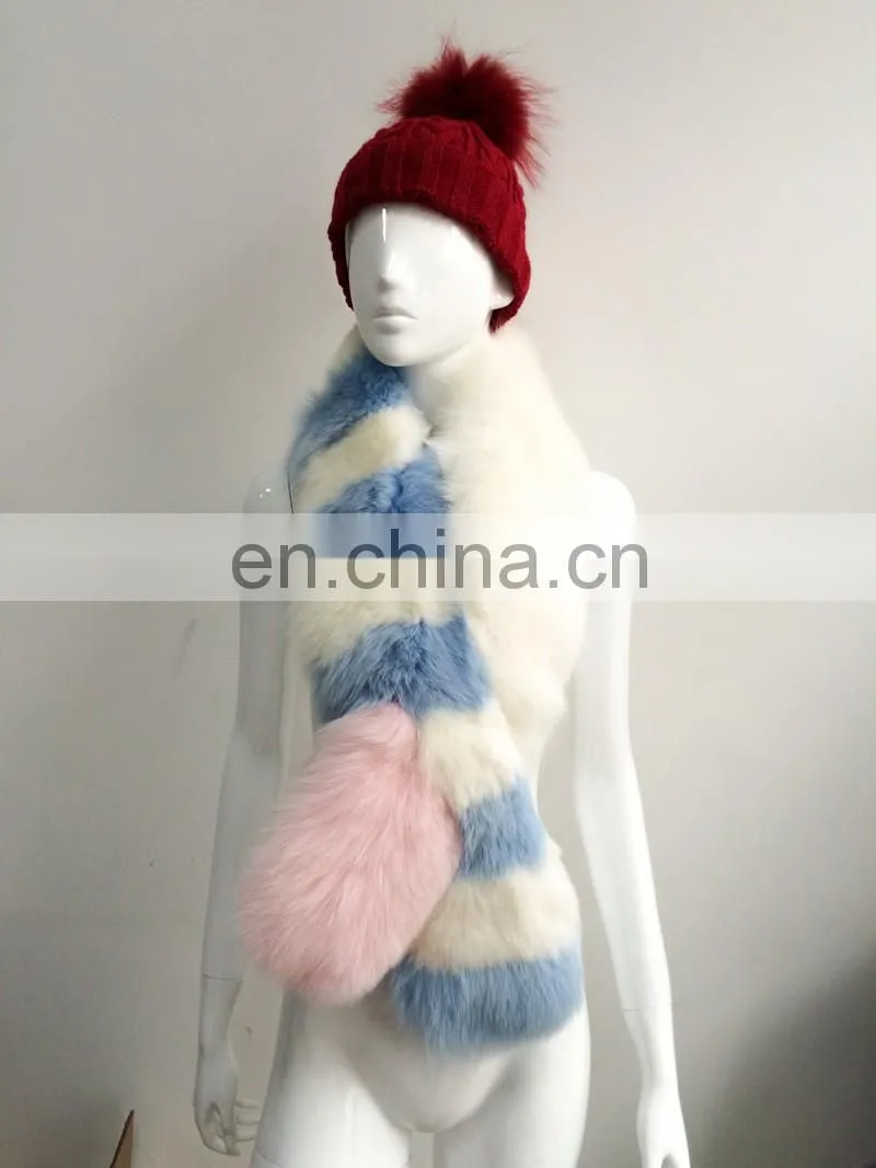 2017 Custom New Design Fashion Real Fox Fur Korean Scarf