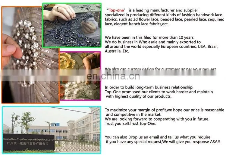 Textile China supplier fabric wedding african embroidery lace fabric handwork french lace fabric