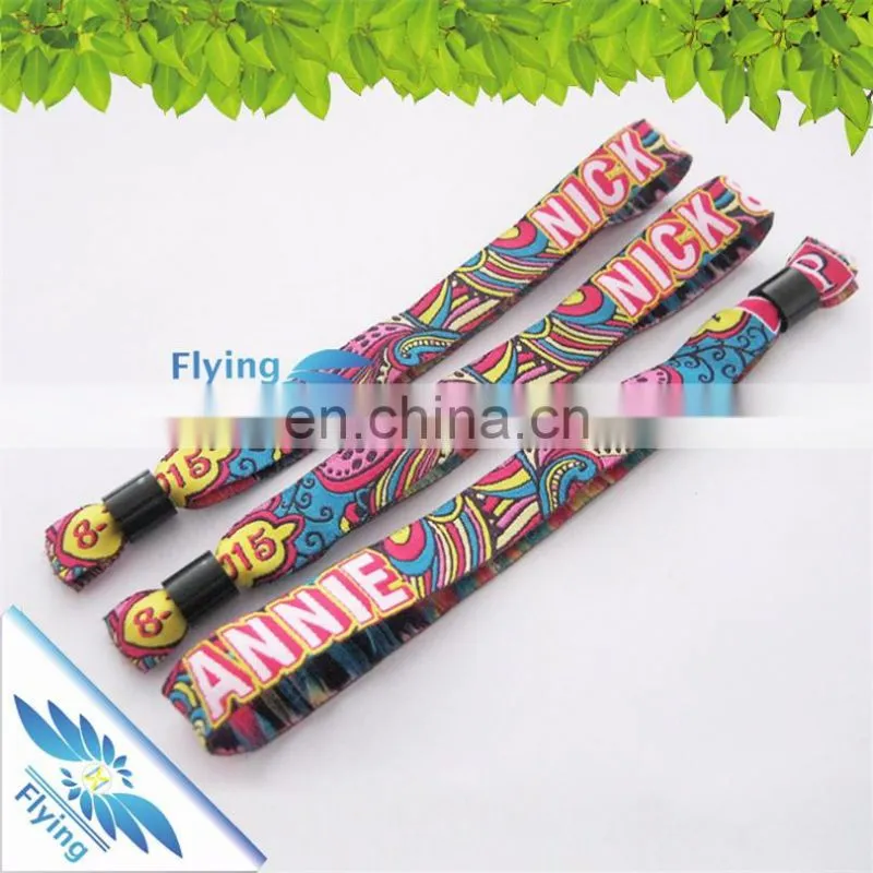 Jacquard cloth bracelets, promotional low price wristband with snap closure, woven wristband price