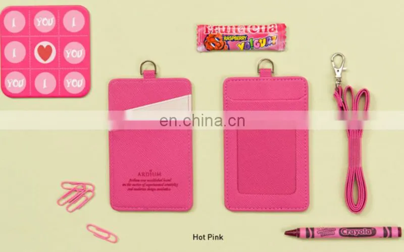 custom leather id card holder lanyard