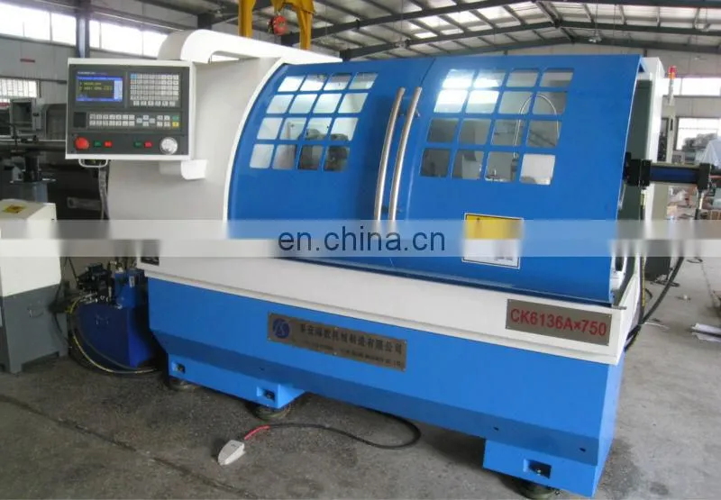 cnc lathe machine price CK6136A with hydraulic chuck auto bar feeder