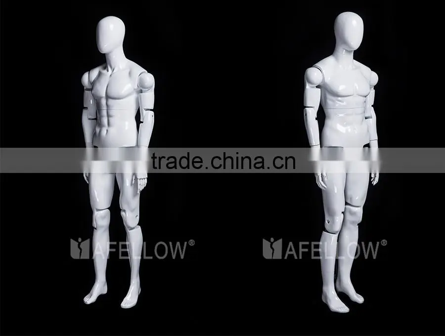 fiberglass glossy white male egg head movable mannequins