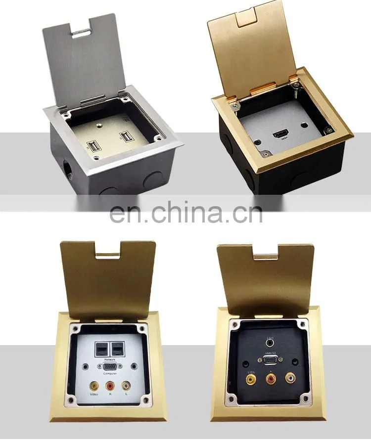 Stainless steel Power VGA 3.5mm Audio Multimedia Hidden Electrical Floor box