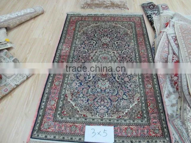 hand tufting silk on wool antique persian style double knots silk white carpet