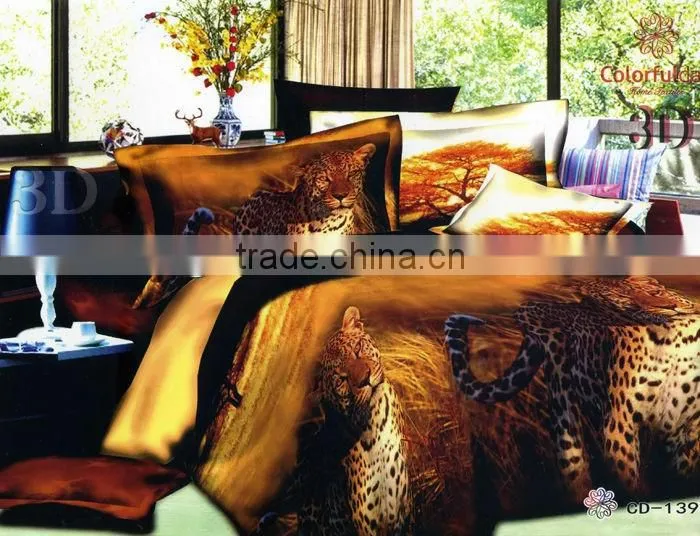 100% Polyester Disperse Printing Leopard 3d Bed Cover Set