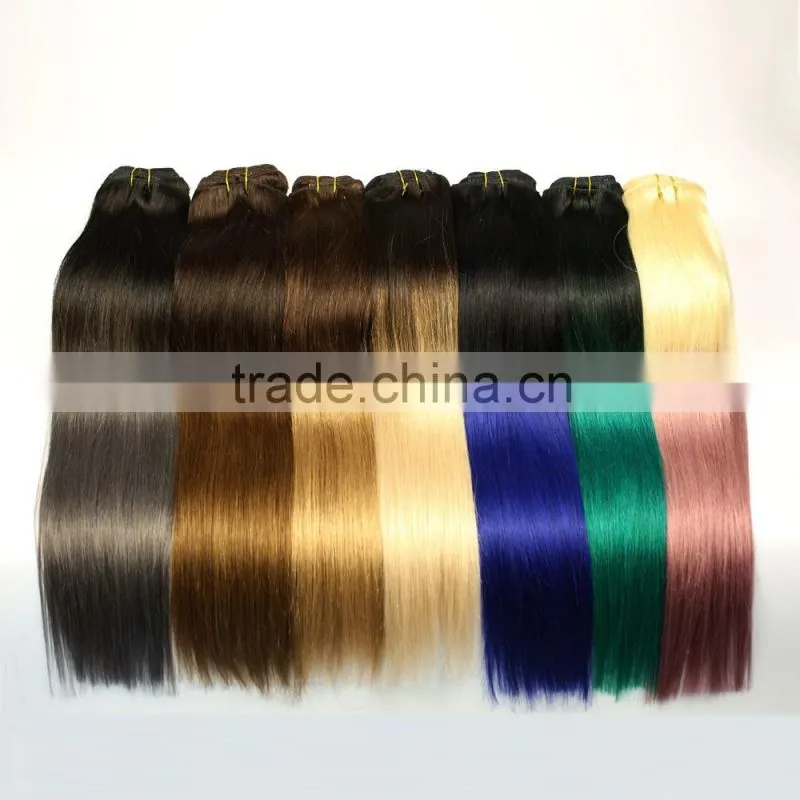 Wholesale double drawn colored brazilian human hair extension two tone clip in hair extensions