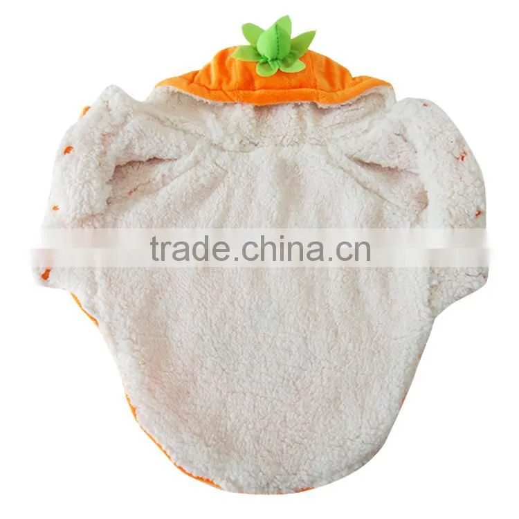 Halloween Festival Pumpkin Dog Apparels with Shorn Velvet Material and Extra Heavy Soft Wool fit for Autumn and Winter