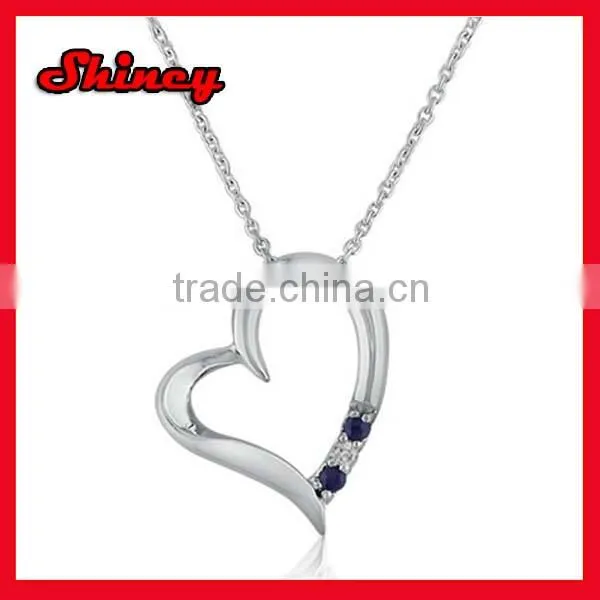 stock order !silver cheap solitaire diamond heart necklace