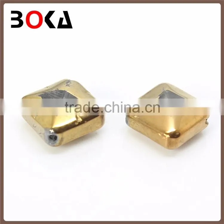 // Hot Sale golden border square shape fancy glass // crystal stones rhinestone glass stone //