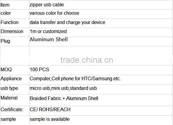 New design 2in1 zipper usb cable, mobile phone data zipper usb data cable