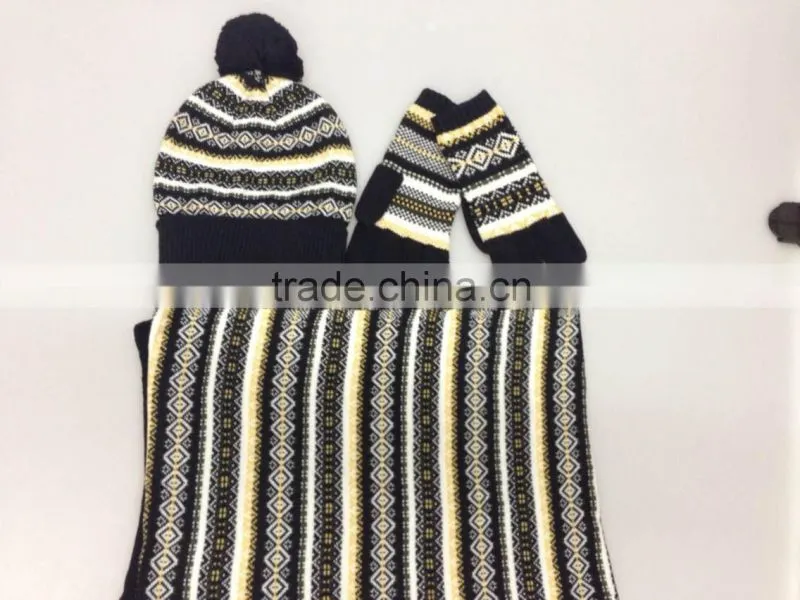 china supplier Wholesale knitting hat gloves and scarf sets