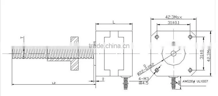 reprap nema17 stepper motor, 2-phase screw motor for reprap industry 61 Oz-in/ 48mm/1.68A CNC stepper motor