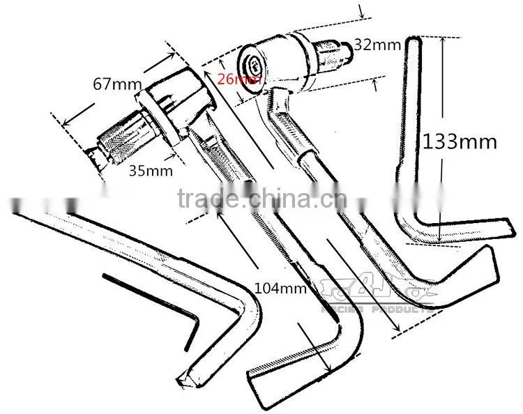 BJ-LG-003 Bent Style Universal Red 7/8" 22mm CNC Motorcycle Brake Lever Guard