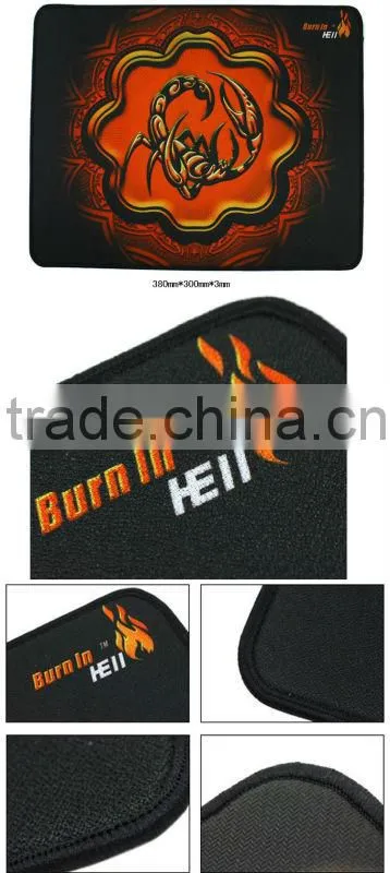 (hot selling!!)2014 gaming bound edge mouse pad /thermal transfer natural rubber base playmat