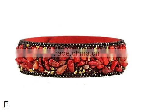 New arrival trendy natural stone bracelet leather bracelet customized/