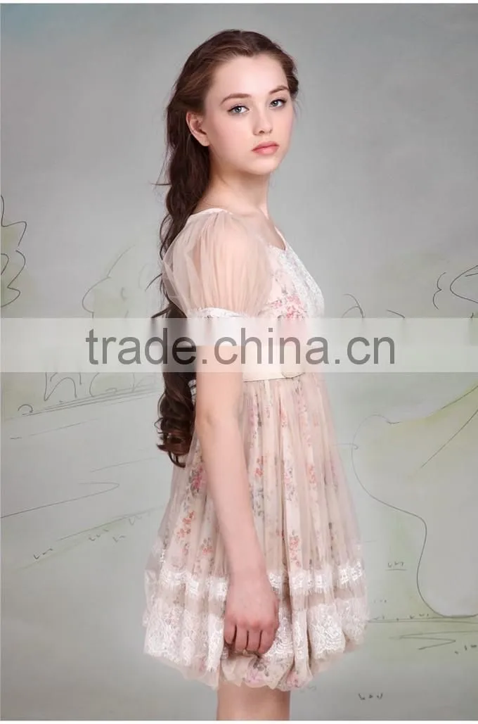 2015 High Quality Floral Printed Alibaba Dresses Fashion
