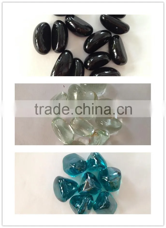 Yellow decorative glass pebble gems for fire pit