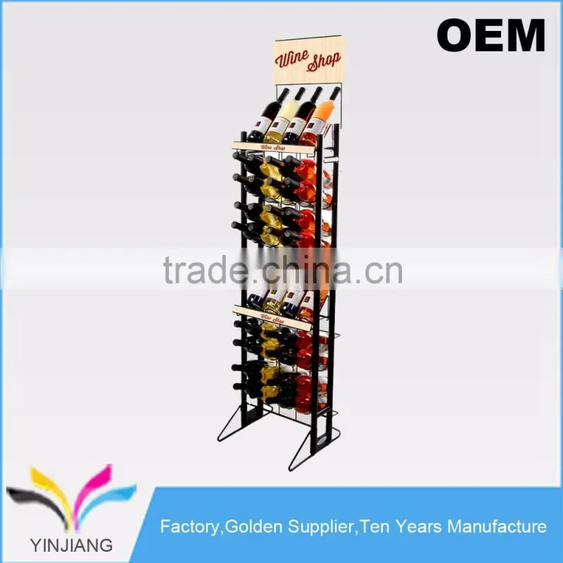 Supermarket Supply Metal Flooring 40 Bottle Wine Tower Stack for Wine Glass Holder