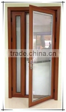 Wood color frame cheap house casement door for sale in Foshan