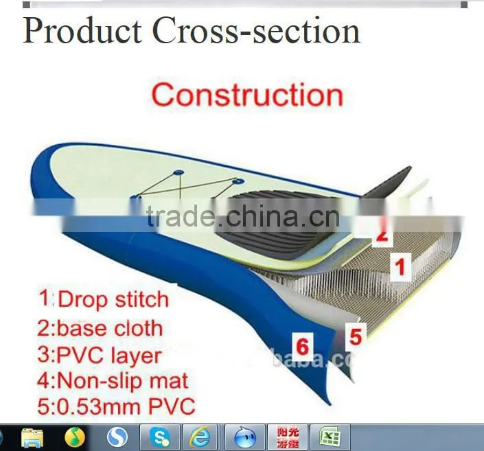 Professional Manufacture CE certification 2015 new design inflatable SUP paddle board/High quality drop stitch material