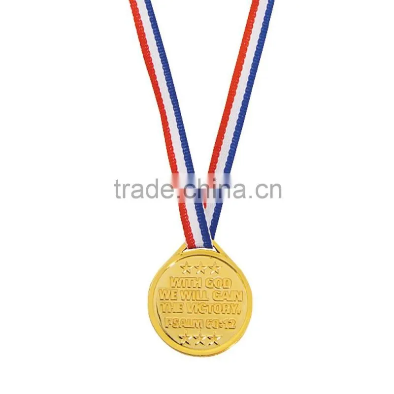 Custom Shaped Cheap Promotional Sport Souvenirs Plastic Gold Easter Egg Hunt Award Medals with Colorful Nylon Breakaway Ribbon