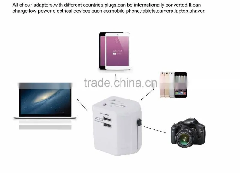 Smart 5V 2500mA Universal Travel Adapters with Dual USB ports