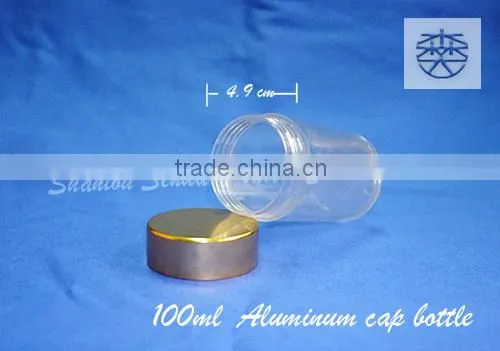 top sale pill plastic bottle for medicine, screw cap plastic medicine bottle for pill, 100ml plastic bottle with aluminum cap