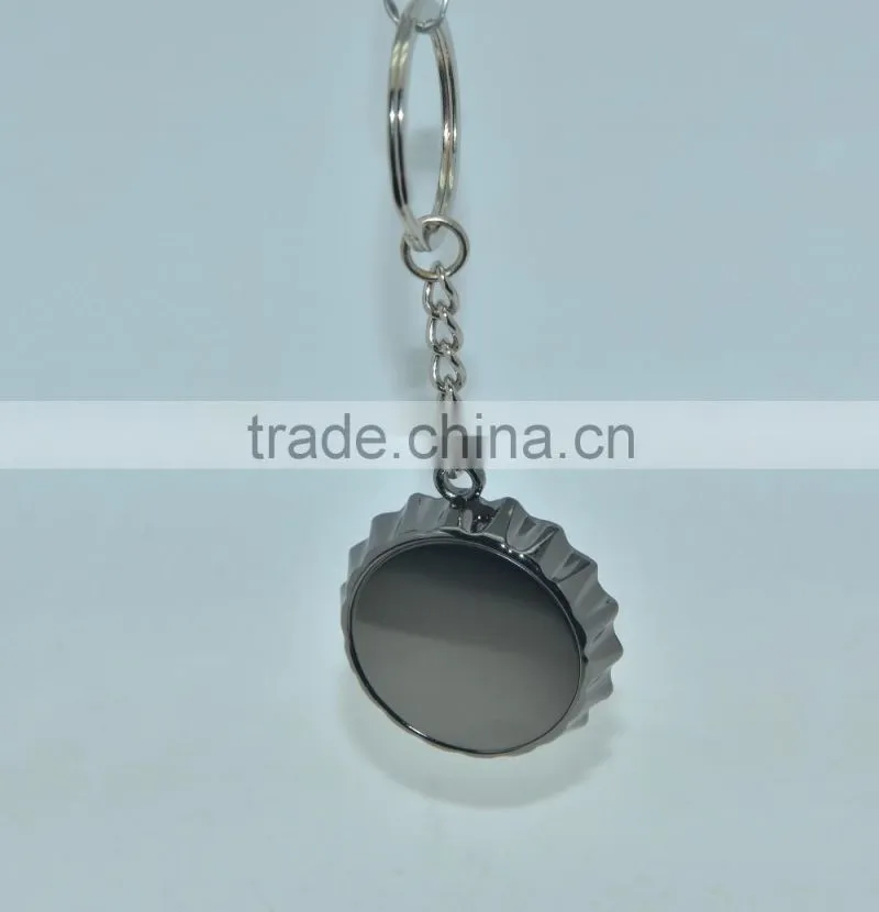 Modern design bottle cap shape keychain bottle opener