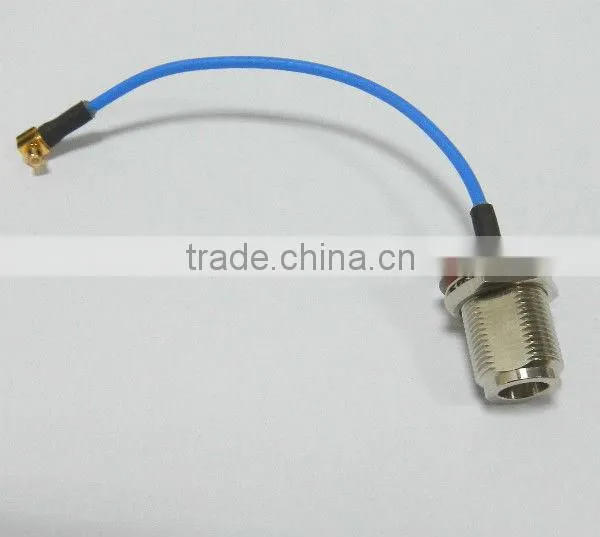 pigtail, cable assembly, N female, bulkhead to MCX male with RG316, blue jacket