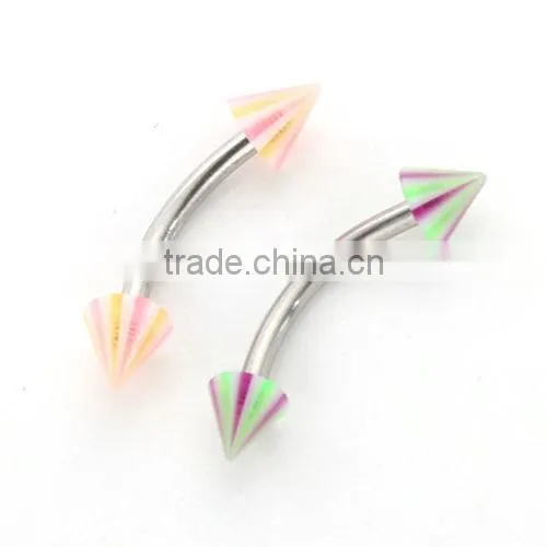 Wholesale Fake Cheap Unique Cool Acrylic Cone Stainless Steel Eyebrow Rings Piercing Jewelry